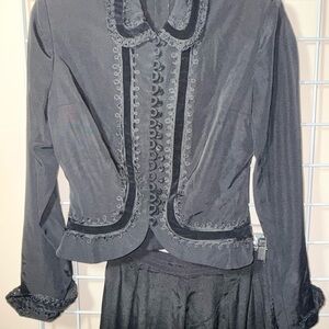 Carle More  Elegant Black Blazer and Skirt Set